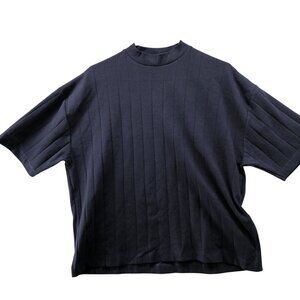 Asos Oversized Body Rib High Neck T Shirt Mens‎ XS Navy Blue Short Sleeve